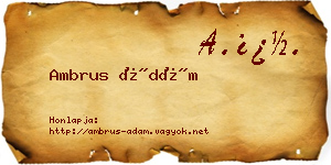 Ambrus Ádám névjegykártya